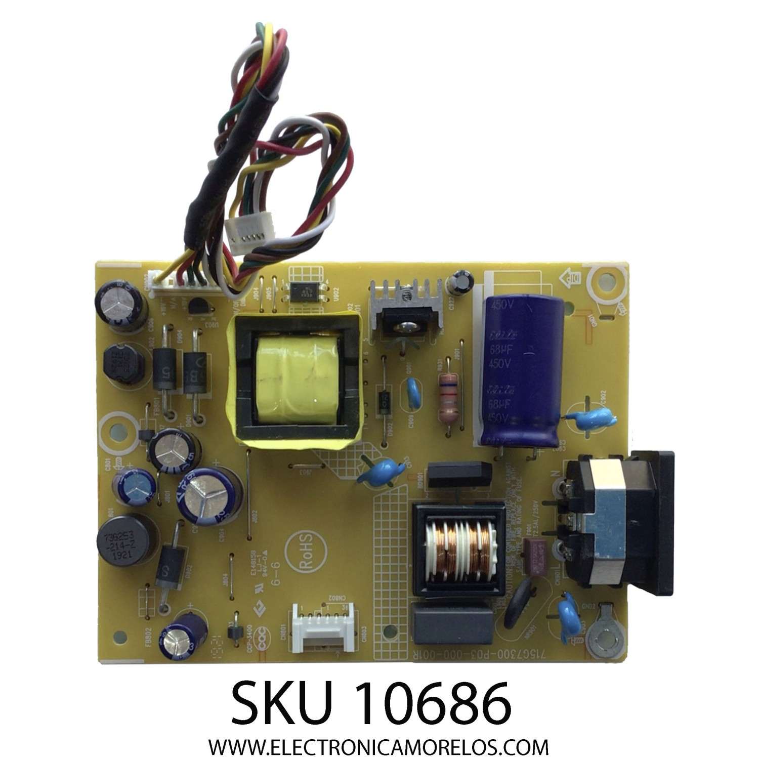 FUENTE DE PODER PARA MONITOR ACER / NUMERO DE PARTE JE461MQF5 / 715G7300-P03-000-001R / (Q)JE461MQF5 / MODELO V246HQL	
